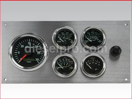 Marine Gauge Panel 24 volts, stainless steel (tach with sender)
